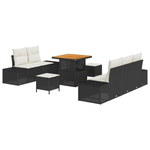 Casa si Gradina - Gradina si terasa - Mobilier exterior - Canapele si fotolii gradina - Set canapele gradina  8 piese cu perne - Negru - Poliratan - Acacia - Infinity.ro