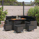 Casa si Gradina - Gradina si terasa - Mobilier exterior - Canapele si fotolii gradina - Set canapea pentru gradina  cu 9 piese si perne Negru Poliratan Acacia - Infinity.ro