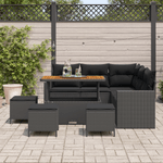 Casa si Gradina - Gradina si terasa - Mobilier exterior - Canapele si fotolii gradina - Set canapea pentru gradina  cu 9 piese si perne Negru Poliratan Acacia - Infinity.ro