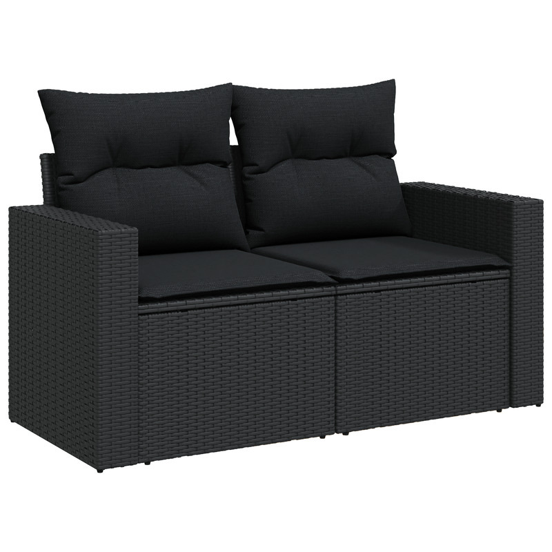 Casa si Gradina - Gradina si terasa - Mobilier exterior - Canapele si fotolii gradina - Set canapea pentru gradina  cu 9 piese si perne Negru Poliratan Acacia - Infinity.ro