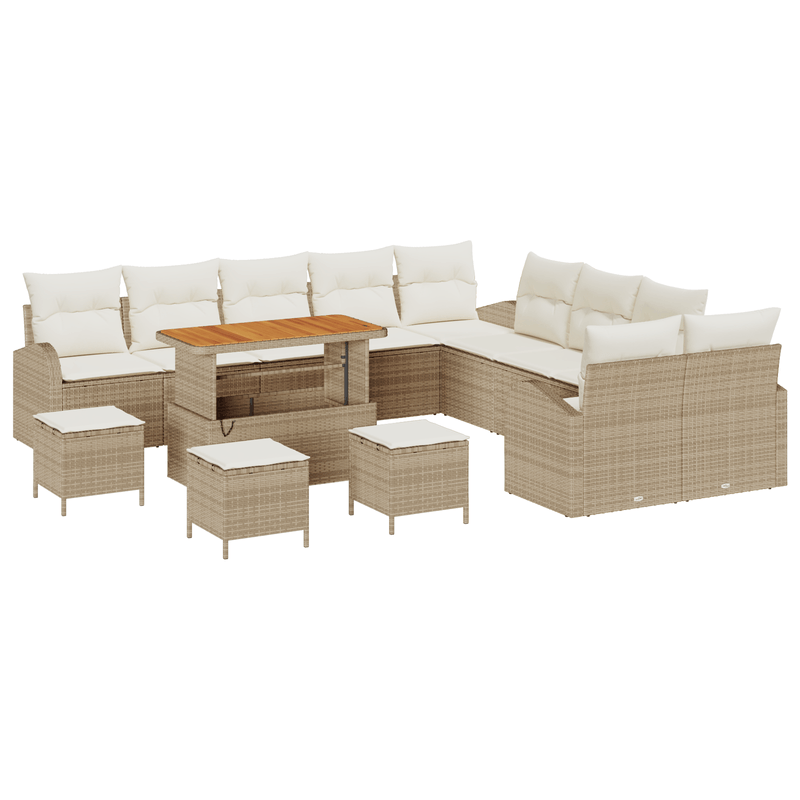Casa si Gradina - Gradina si terasa - Mobilier exterior - Canapele si fotolii gradina - Set Canapea Gradina de 14 Piese cu Perne Bej din Poliratan Acacia - Infinity.ro