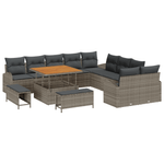 Casa si Gradina - Gradina si terasa - Mobilier exterior - Canapele si fotolii gradina - Set canapea de gradina 13 piese cu perne gri din ratan polimeric acacia - Infinity.ro