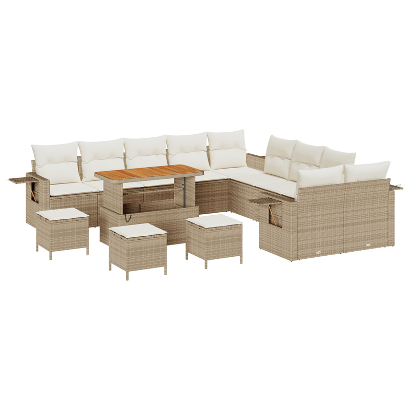 Casa si Gradina - Gradina si terasa - Mobilier exterior - Canapele si fotolii gradina - Set Canapea Modulara Gradina 14 Piese cu Perne Bej Rattan Poly - Infinity.ro