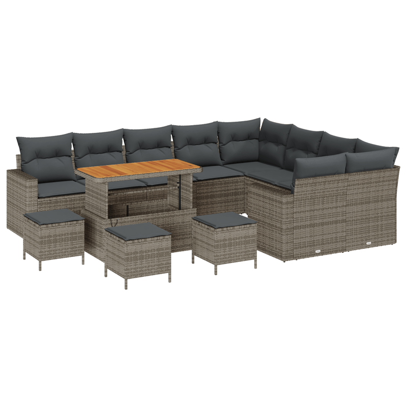 Casa si Gradina - Gradina si terasa - Mobilier exterior - Canapele si fotolii gradina - Set de canapea pentru gradina  13 piese cu perne gri ratan poli acacia - Infinity.ro