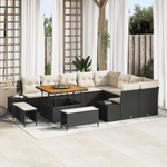 Casa si Gradina - Gradina si terasa - Mobilier exterior - Canapele si fotolii gradina - Set canapea gradina 12 piese cu perne, negru, ratan polimer, acacia - Infinity.ro