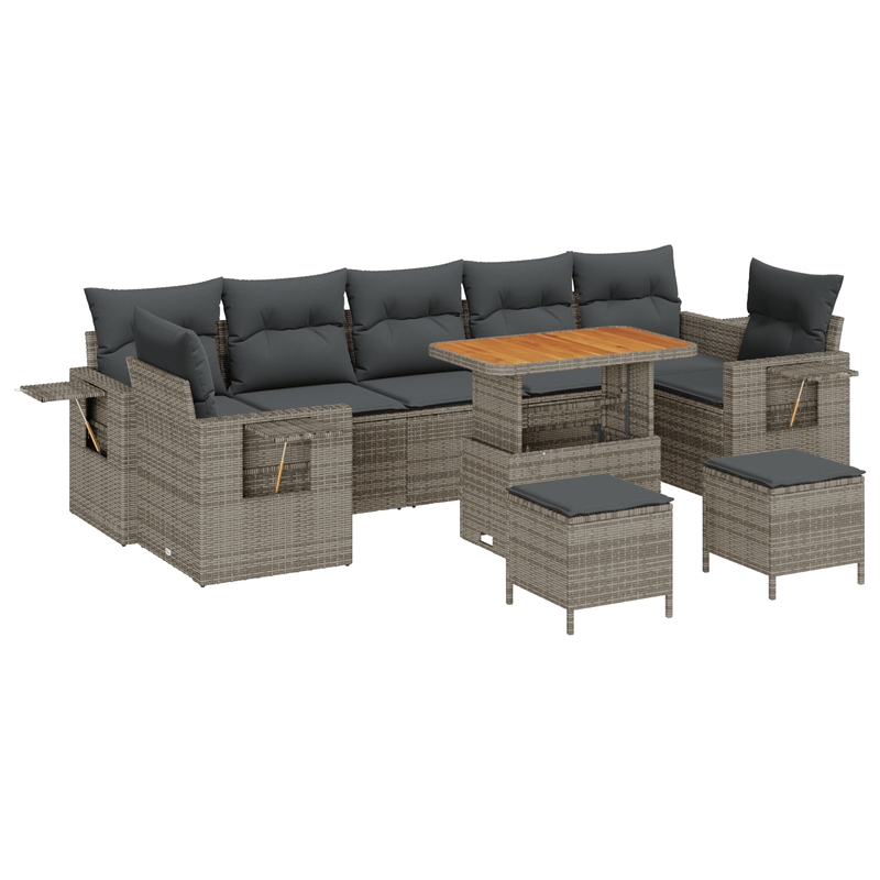 Casa si Gradina - Gradina si terasa - Mobilier exterior - Canapele si fotolii gradina - Set de canapea de gradina cu 10 piese si perne gri din ratan polimeric si acrilic - Infinity.ro