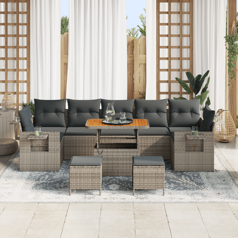 Casa si Gradina - Gradina si terasa - Mobilier exterior - Canapele si fotolii gradina - Set de canapea de gradina cu 10 piese si perne gri din ratan polimeric si acrilic - Infinity.ro