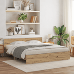 Casa si Gradina - Mobilier - Paturi si accesorii - Paturi - Cadru de pat cu spatar din stejar artizanal 180x200 cm Lemn compus - Infinity.ro