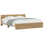 Casa si Gradina - Mobilier - Paturi si accesorii - Paturi - Cadru de pat cu spatar din stejar artizanal 180x200 cm Lemn compus - Infinity.ro