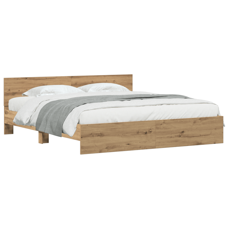 Casa si Gradina - Mobilier - Paturi si accesorii - Paturi - Cadru de pat cu spatar din stejar artizanal 180x200 cm Lemn compus - Infinity.ro
