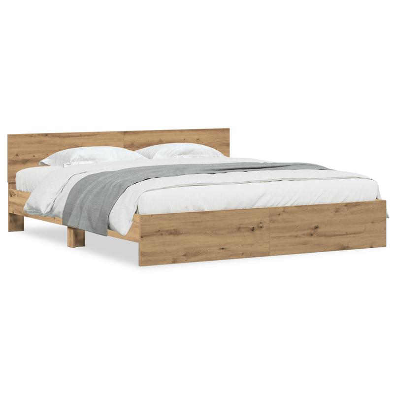 Casa si Gradina - Mobilier - Paturi si accesorii - Paturi - Cadru de pat cu spatar din stejar artizanal 180x200 cm Lemn compus - Infinity.ro