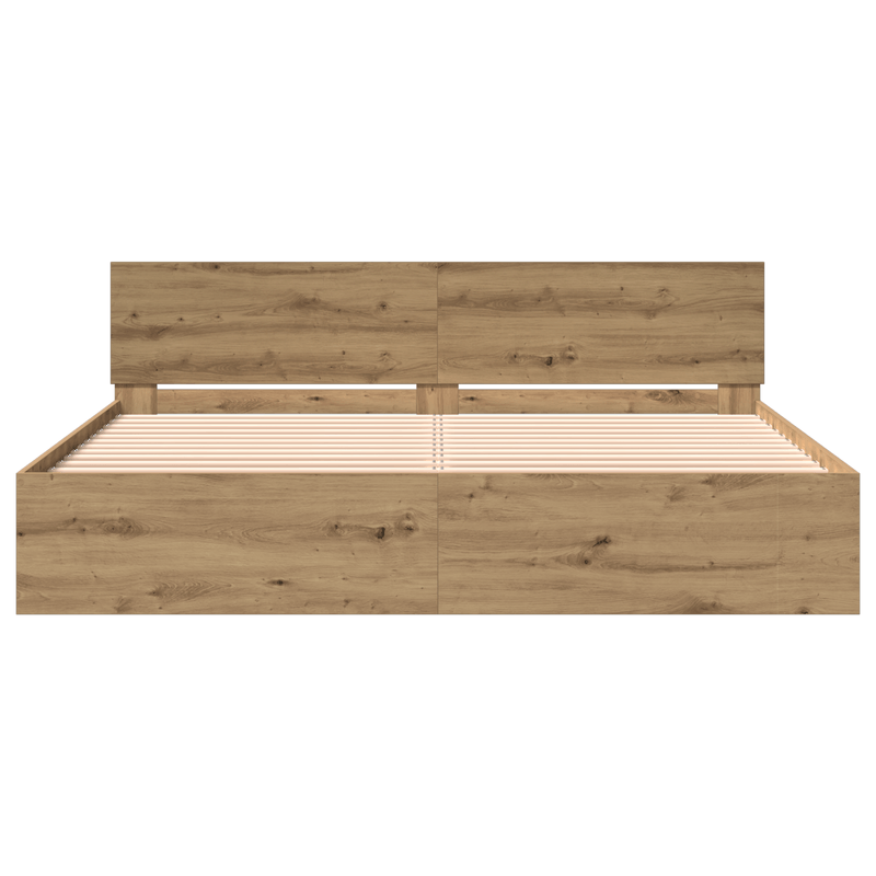 Casa si Gradina - Mobilier - Paturi si accesorii - Paturi - Cadru de pat cu spatar din stejar artizanal 180x200 cm Lemn compus - Infinity.ro