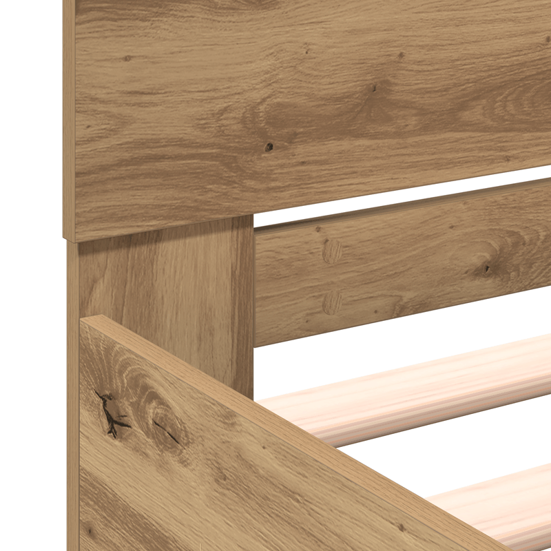 Casa si Gradina - Mobilier - Paturi si accesorii - Paturi - Cadru de pat cu spatar din stejar artizanal 180x200 cm Lemn compus - Infinity.ro