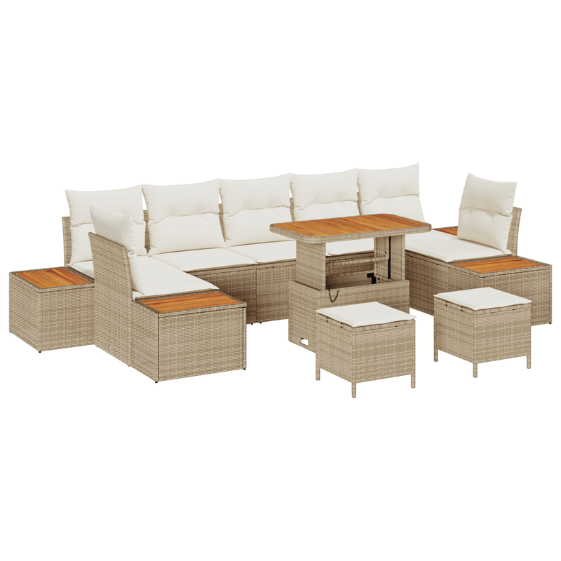 Casa si Gradina - Gradina si terasa - Mobilier exterior - Canapele si fotolii gradina - Set de canapea pentru gradina cu 10 piese si perne bej din ratan sintetic Acacia - Infinity.ro