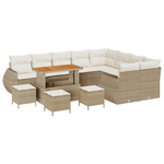 Casa si Gradina - Gradina si terasa - Mobilier exterior - Canapele si fotolii gradina - Set de canapea de gradina  13 Piese cu Perne Bej Ratan Poli Acacia - Infinity.ro