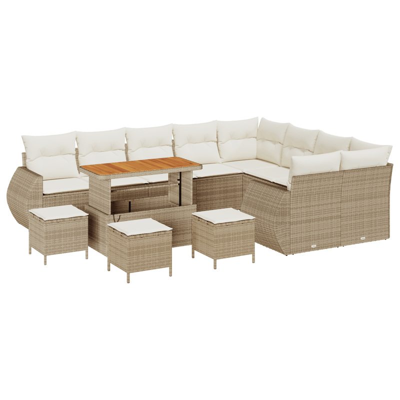 Casa si Gradina - Gradina si terasa - Mobilier exterior - Canapele si fotolii gradina - Set de canapea de gradina  13 Piese cu Perne Bej Ratan Poli Acacia - Infinity.ro