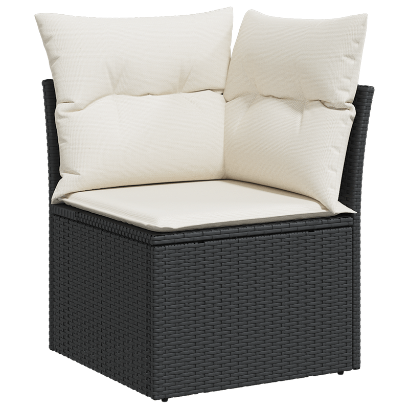 Casa si Gradina - Gradina si terasa - Mobilier exterior - Canapele si fotolii gradina - Set de Canapea de Gradina  cu 9 Piese cu Pernute Negru Poliratan Acacia - Infinity.ro