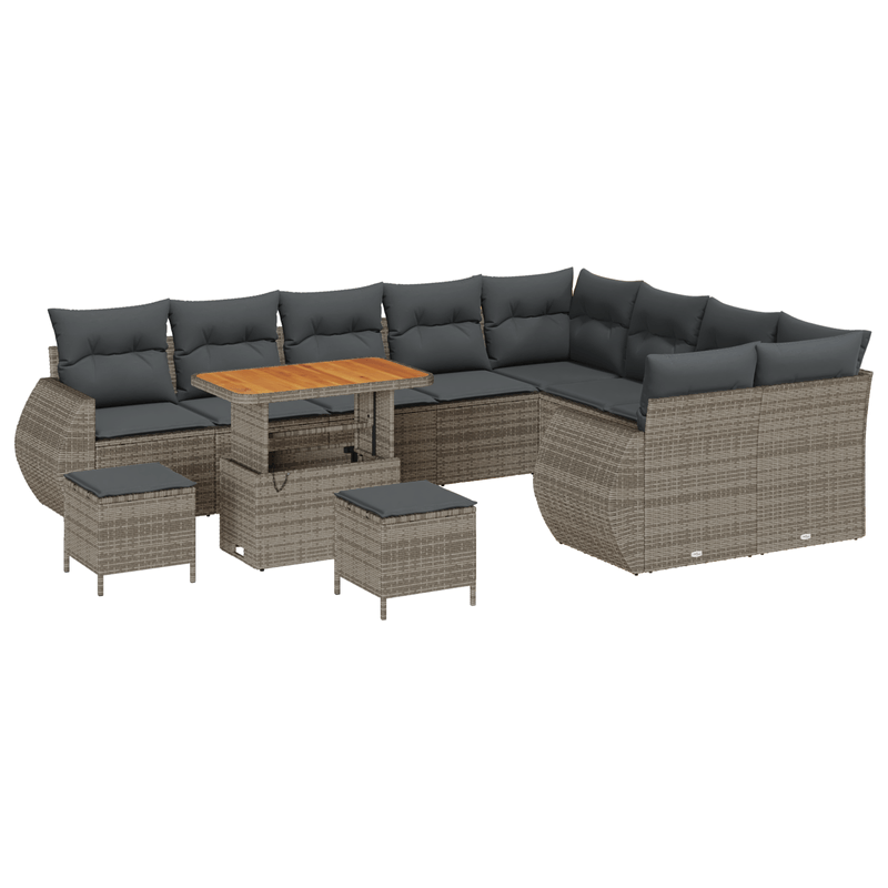 Casa si Gradina - Gradina si terasa - Mobilier exterior - Canapele si fotolii gradina - Set 12 piese canapele gradina cu perne Poliratan gri Acacia - Infinity.ro