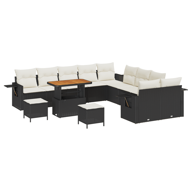 Casa si Gradina - Gradina si terasa - Mobilier exterior - Canapele si fotolii gradina - Set de Canapea pentru Gradina  13 Piese cu Perne Negru Poliratan Acacia - Infinity.ro