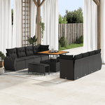 Casa si Gradina - Gradina si terasa - Mobilier exterior - Canapele si fotolii gradina - Set de Canapea pentru Gradina  cu Perne Negru Ratan Polimer Acacia - Infinity.ro
