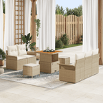 Casa si Gradina - Gradina si terasa - Mobilier exterior - Canapele si fotolii gradina - Set de Canapea de Gradina  8 Piese cu Perna Bej din Ratan Poli Acacia - Infinity.ro