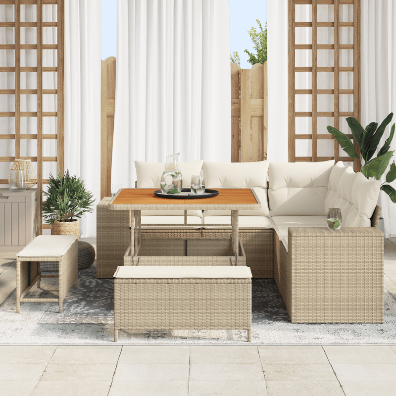Casa si Gradina - Gradina si terasa - Mobilier exterior - Canapele si fotolii gradina - Set canapea gradina  cu 8 piese cu perne bej din ratan policarbonat - Infinity.ro