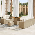 Casa si Gradina - Gradina si terasa - Mobilier exterior - Canapele si fotolii gradina - Set Canapea Gradina 8 Piese cu Perne Bej Ratan Poly Akacia - Infinity.ro