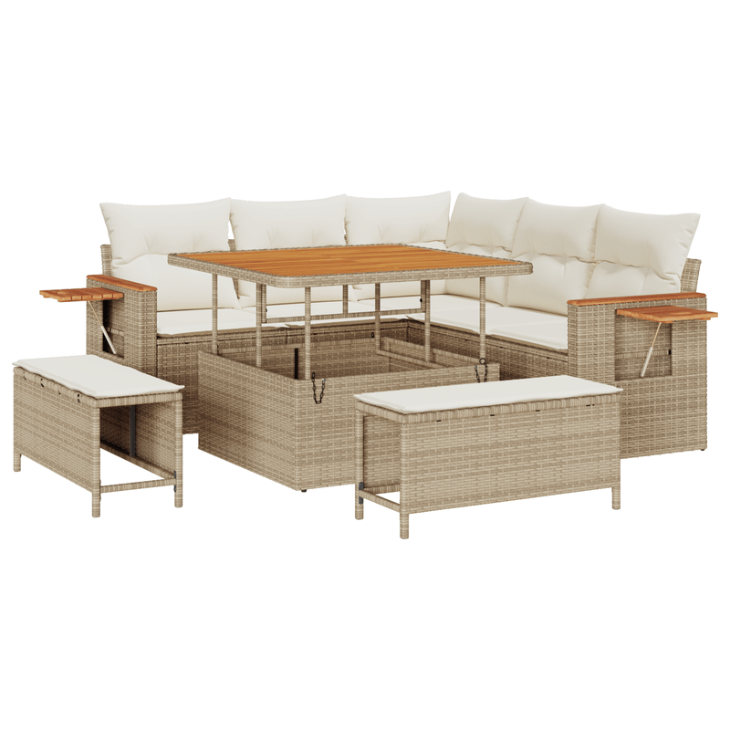 Casa si Gradina - Gradina si terasa - Mobilier exterior - Canapele si fotolii gradina - Set canapea gradina  8 Piese cu Perne Bej Ratan - Infinity.ro