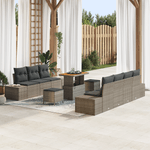 Casa si Gradina - Gradina si terasa - Mobilier exterior - Canapele si fotolii gradina - Set de canapele de gradina  10 piese cu perne gri poliratan acacia - Infinity.ro