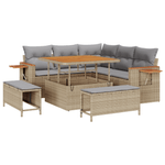 Casa si Gradina - Gradina si terasa - Mobilier exterior - Canapele si fotolii gradina - Set de canapea de gradina  cu 8 piese cu perne Bej Poliratan Acacia - Infinity.ro