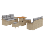 Casa si Gradina - Gradina si terasa - Mobilier exterior - Canapele si fotolii gradina - Set de Sofa Gradina  cu 9 Piese cu Perne Bej Ratan Polimer Acacia - Infinity.ro