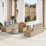 Casa si Gradina - Gradina si terasa - Mobilier exterior - Canapele si fotolii gradina - Set de canapea de gradina cu 8 piese cu perne bej din ratan poli si acacia - Infinity.ro