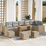Casa si Gradina - Gradina si terasa - Mobilier exterior - Canapele si fotolii gradina - Set canapea gradina  10 piese cu perne bej poliratan acacia - Infinity.ro