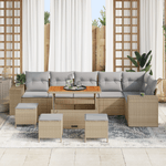 Casa si Gradina - Gradina si terasa - Mobilier exterior - Canapele si fotolii gradina - Set canapea gradina  10 piese cu perne bej poliratan acacia - Infinity.ro