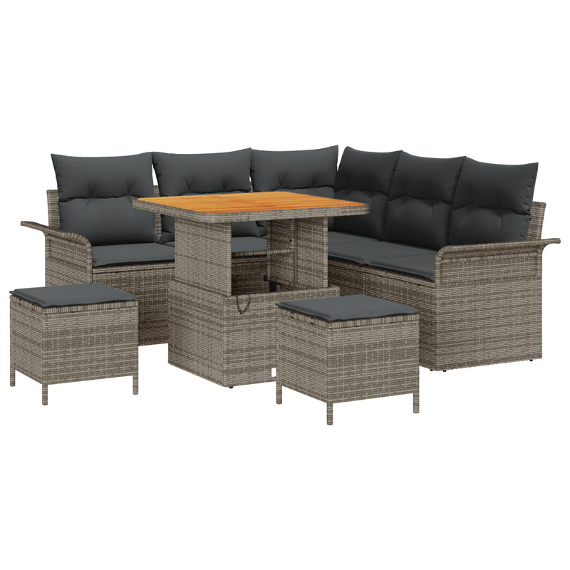 Casa si Gradina - Gradina si terasa - Mobilier exterior - Canapele si fotolii gradina - Set canapea pentru gradina  8 Piese cu perne gri Poly Ratan Acacia - Infinity.ro