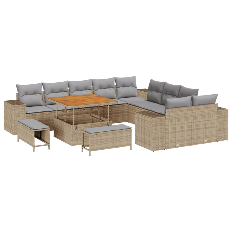 Casa si Gradina - Gradina si terasa - Mobilier exterior - Canapele si fotolii gradina - Set canapea gradina  cu perne Bej Ratan Acacia - Infinity.ro