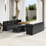 Casa si Gradina - Gradina si terasa - Mobilier exterior - Canapele si fotolii gradina - Set de Sofa de Gradina  11 Piese cu Perne Negru Rattan - Infinity.ro