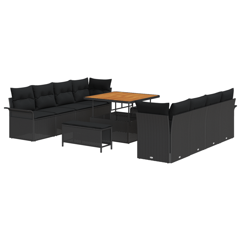 Casa si Gradina - Gradina si terasa - Mobilier exterior - Canapele si fotolii gradina - Set de Sofa de Gradina  11 Piese cu Perne Negru Rattan - Infinity.ro