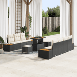 Casa si Gradina - Gradina si terasa - Mobilier exterior - Canapele si fotolii gradina - Set canapea gradina  10 piese cu perne negre ratan poliat acacia - Infinity.ro