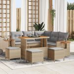 Casa si Gradina - Gradina si terasa - Mobilier exterior - Canapele si fotolii gradina - Set de canapea de gradina  cu 9 piese cu perne Bej Poliratan Acacia - Infinity.ro