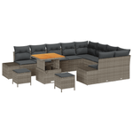 Casa si Gradina - Gradina si terasa - Mobilier exterior - Canapele si fotolii gradina - Set canapea gradina 12 piese perne gri Poliratan Acacia - Infinity.ro