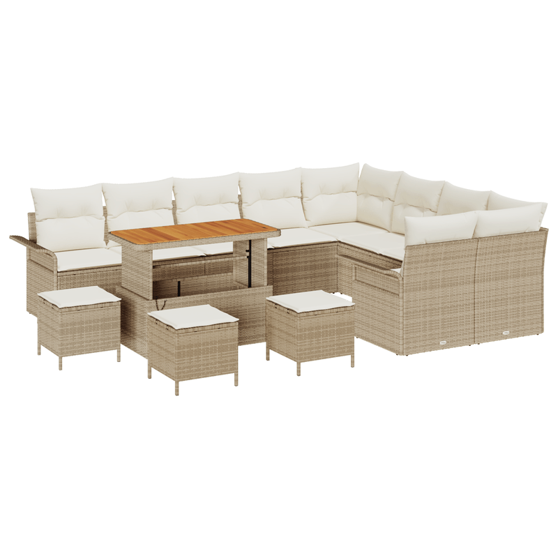 Casa si Gradina - Gradina si terasa - Mobilier exterior - Canapele si fotolii gradina - Set Canapea Gradina 13 Piese cu Perne Bej Ratan Polimer Acacia - Infinity.ro