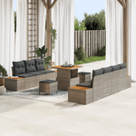 Casa si Gradina - Gradina si terasa - Mobilier exterior - Canapele si fotolii gradina - Set Canapea Gradina 10 Piese cu Pernute Gri Ratan Polimeric Acacia - Infinity.ro
