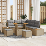 Casa si Gradina - Gradina si terasa - Mobilier exterior - Canapele si fotolii gradina - Set de Sofa pentru Gradina  cu 8 Piese cu Perna Bej Poliratan Acacia - Infinity.ro