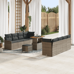 Casa si Gradina - Gradina si terasa - Mobilier exterior - Canapele si fotolii gradina - Set 11 Piese Sofa Gradina cu Perne Gri Poliratan Acacia - Infinity.ro