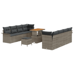 Casa si Gradina - Gradina si terasa - Mobilier exterior - Canapele si fotolii gradina - Set 11 Piese Sofa Gradina cu Perne Gri Poliratan Acacia - Infinity.ro