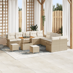 Casa si Gradina - Gradina si terasa - Mobilier exterior - Canapele si fotolii gradina - Set Canapea de Gradina  cu 13 Piese cu Perne Bej din Ratan Poli Acacia - Infinity.ro
