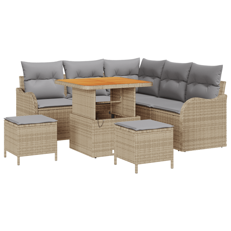 Casa si Gradina - Gradina si terasa - Mobilier exterior - Canapele si fotolii gradina - Set canapea gradina 8 piese bej ratan poli - Infinity.ro