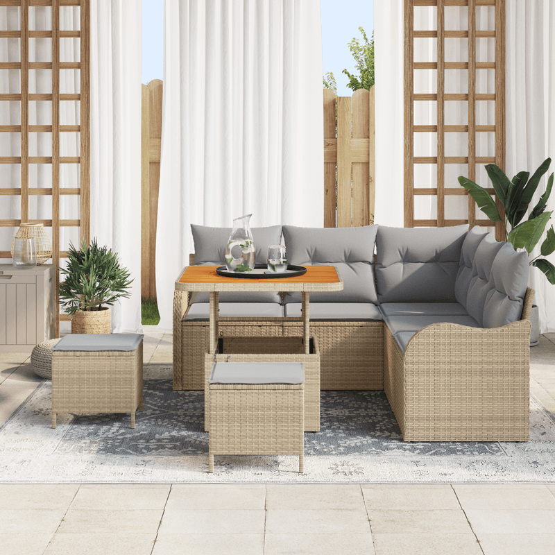 Casa si Gradina - Gradina si terasa - Mobilier exterior - Canapele si fotolii gradina - Set canapea gradina 8 piese bej ratan poli - Infinity.ro