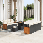 Casa si Gradina - Gradina si terasa - Mobilier exterior - Canapele si fotolii gradina - Set de canapea pentru gradina  cu 10 piese cu perne Ratan negru Acacia - Infinity.ro